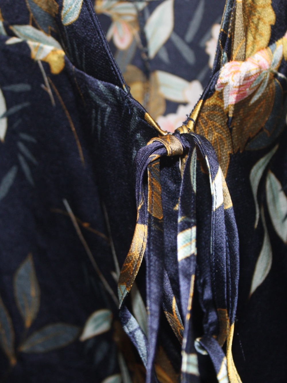 Lulus Love is Life Navy Blue Floral Print Satin Wrap Dress - Size Small - Picture 9 of 11